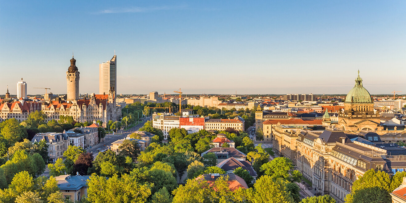 Blick über Leipzig in Sachsen