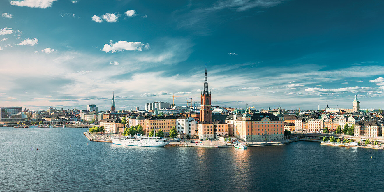 Stockholm, Skyline, Fluss, Schiff, Kirche