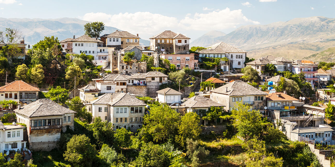 Stadt Gjirokastra in Albanien