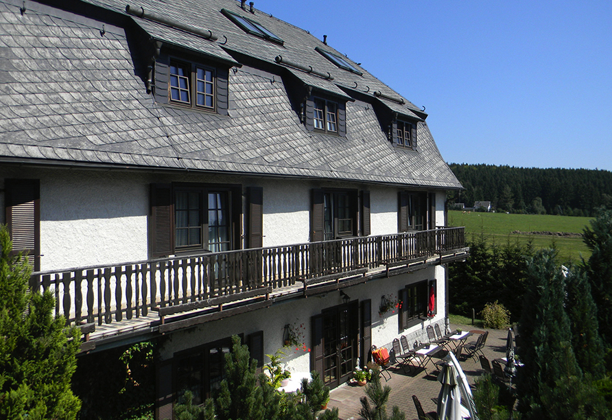Die einladende Terrasse des Landhotels Am Alten Zollhaus