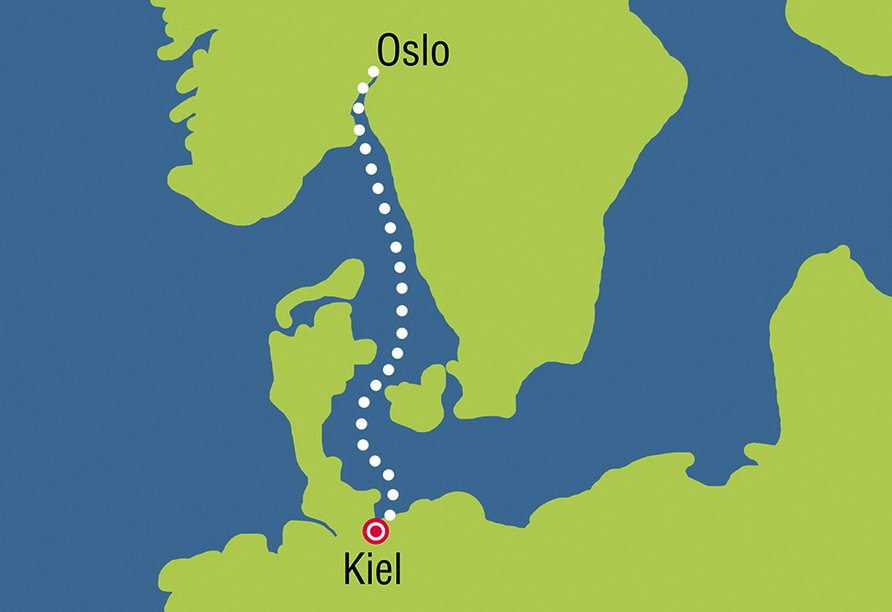 Color Line Minikreuzfahrt Kiel Oslo, Reiseroute