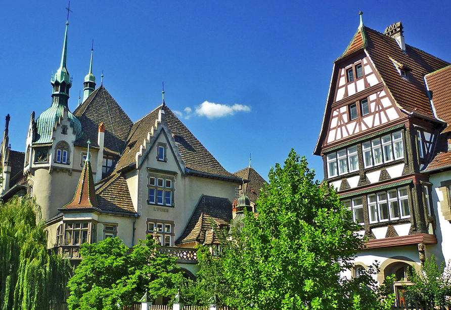 Die elsässische Hauptstadt Straßburg mit ihren hübschen Häusern.