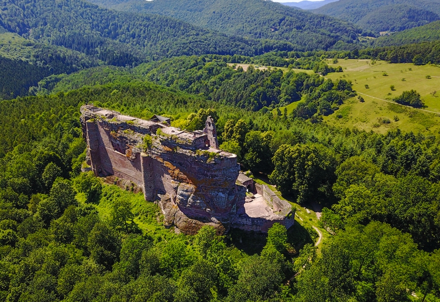 Machen Sie eine Zeitreise zur Burg Fleckenstein – spektakulär in den Sandstein gehauen.