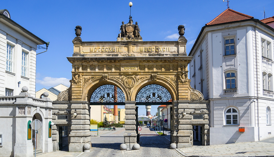 Das Tor zur Pilsner Urquell Brauerei