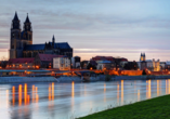 Genießen Sie den Blick auf Magdeburg mit dem bekannten gotischen Dom.