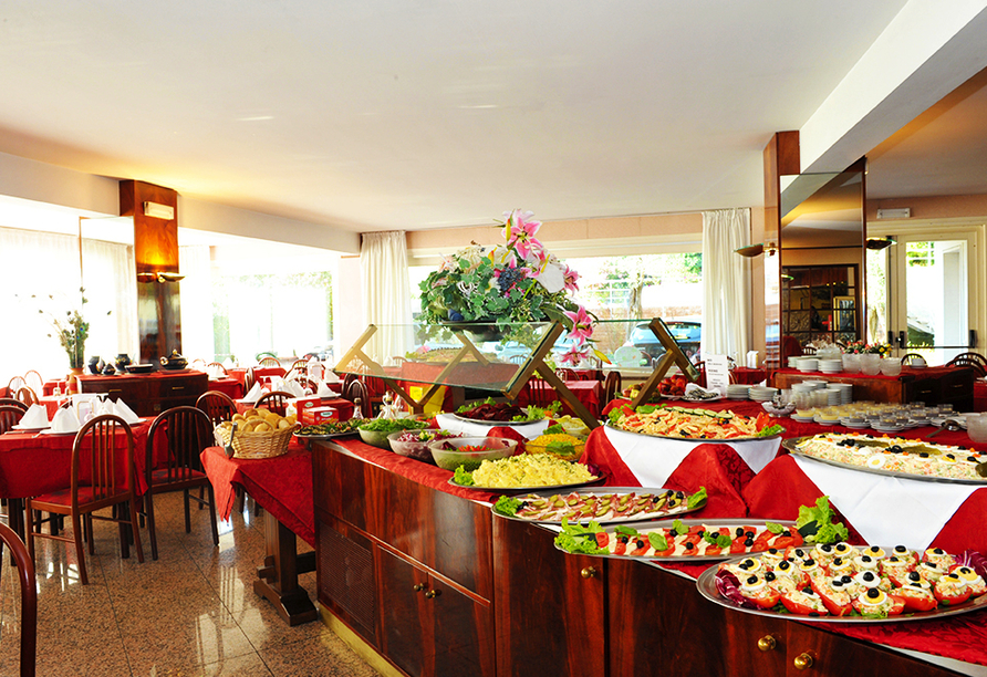 Starten Sie mit dem Frühstücksbuffet im Hotel Internazionale gestärkt in den Tag.