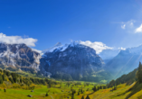 Genießen Sie den atemberaubenden Blick auf Eiger, Monch und Jungfrau. 