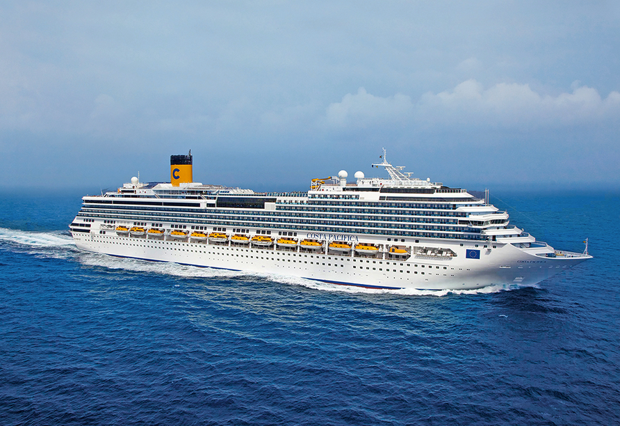 Die Costa Pacifica begrüßt Sie an Bord.