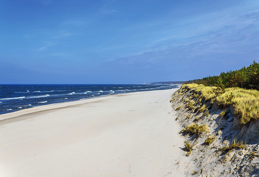 Der Strand in Gribow zählt zu den schönsten Stränden der Polnischen Ostsee.