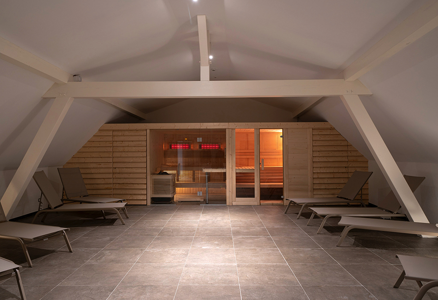 Der Saunabereich des Hotels bietet Raum zum Abschalten.