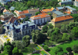 Eine Luftaufnahme des Radisson Blu Hotels in Halle Merseburg 