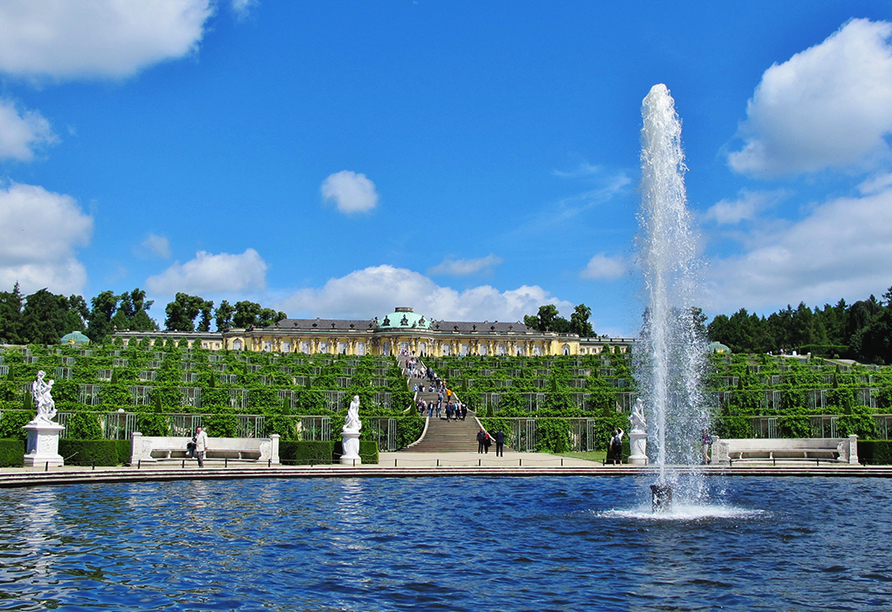 Der wunderschöne Park Sanssouci mit seinem Schloss in Potsdam ist definitiv einen Besuch wert.