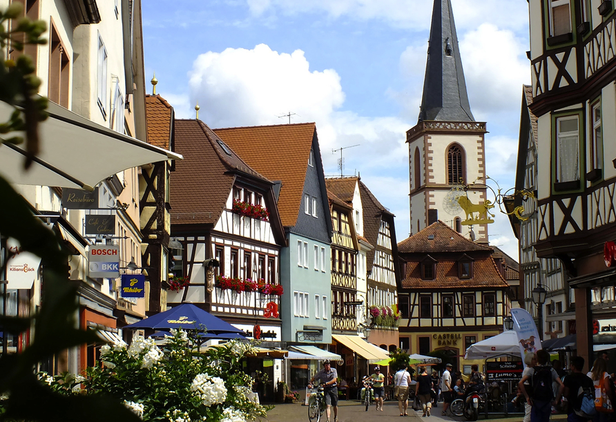 Lohr am Main lädt mit seiner historischen Altstadt und den charmanten Fachwerkhäusern zu einem abwechslungsreichen Ausflug ein.