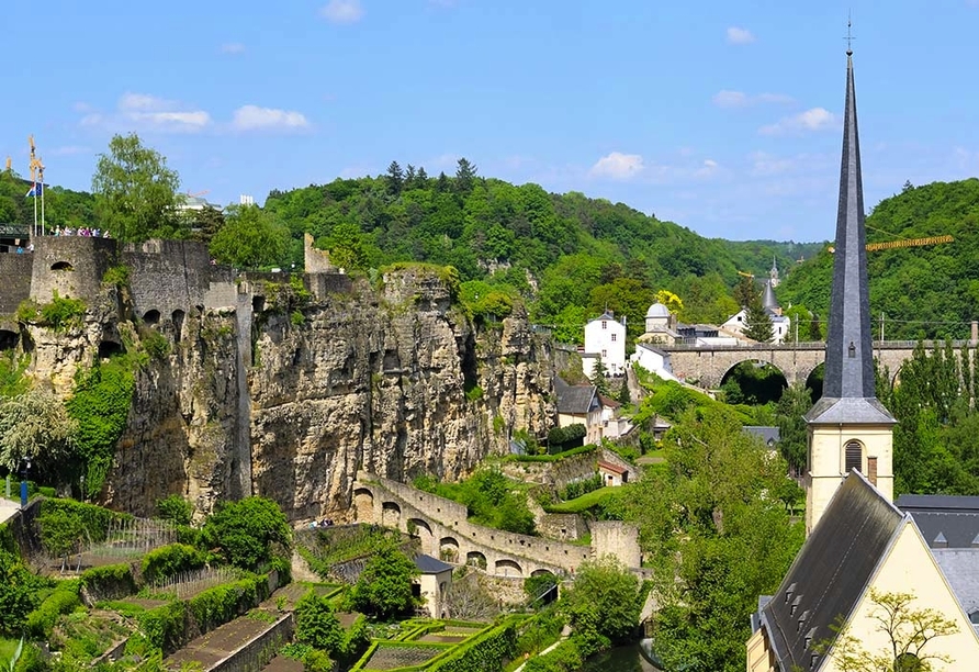 Die Festung in Luxemburg mit ihrer Stadtmauer und Bastionen gehört zum UNESCO Weltkulturerbe.