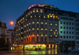 Grand Hotel Cravat in Luxemburg, Hotelansicht bei Nacht