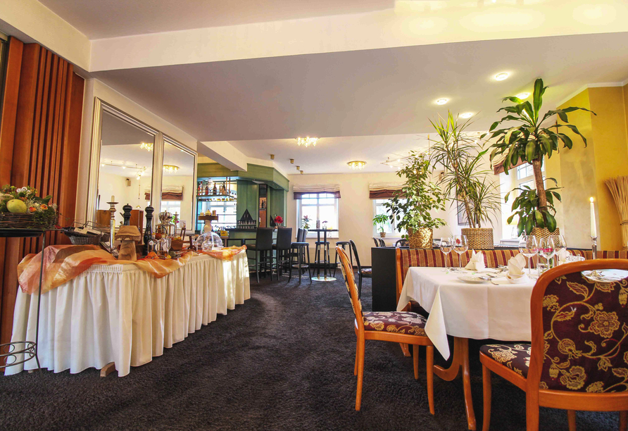 Das gemütliche Restaurant im Ringhotel Villa Margarete versorgt Sie mit köstlichen Speisen.