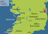 Rundreise Irland, Reisezielkarte