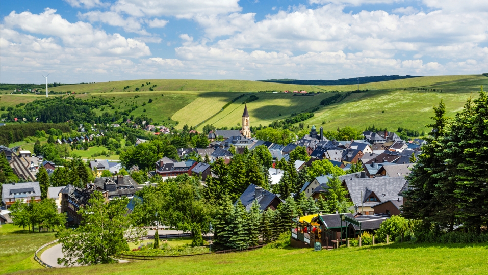 Der Kurort Oberwiesenthal im Sommer