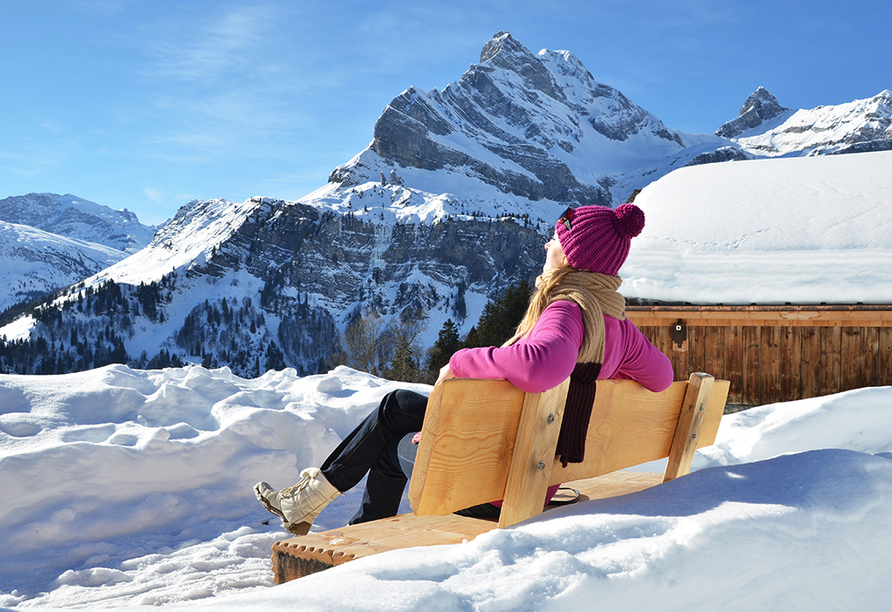 Traumhafte Ausblicke auf die verschneiten Berge erwarten Sie im Winter.