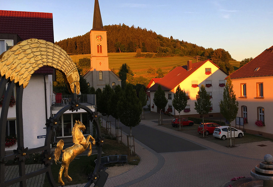 Hotel Gasthof zum Rössle in Hüfingen-Fürstenberg, Ausblick am Abend