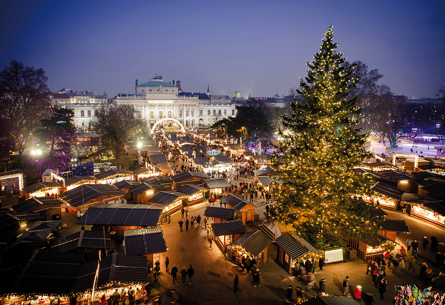Schlendern Sie über den Weihnachtsmarkt in Wien.