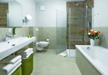 Beispiel eines Badezimmers des Dorint Resorts Baltic Hills Usedom