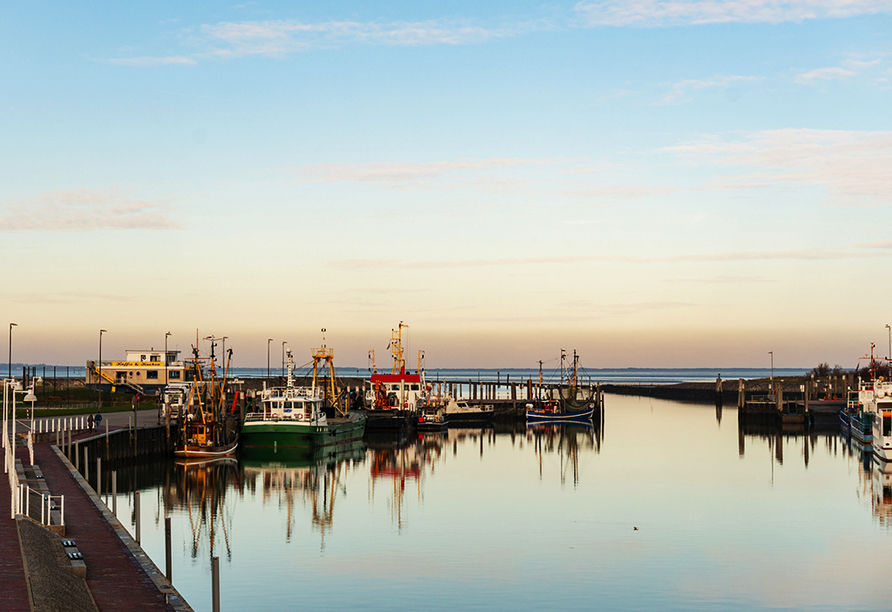 Vom Hafen in Bensersiel können Sie zur beliebten Ferieninsel Langeoog fahren. 