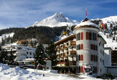 Turmhotel Victoria in Davos, Schweiz, Außenansicht