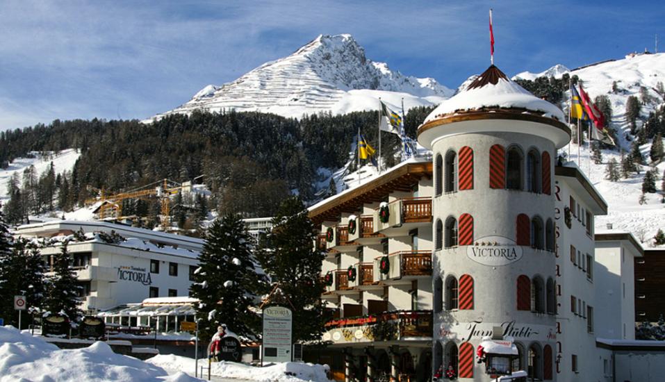 Turmhotel Victoria in Davos, Schweiz, Außenansicht