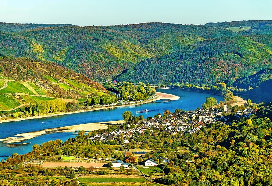 Blick auf Ihren Urlaubsort Osterspai im romantischen Rheintal