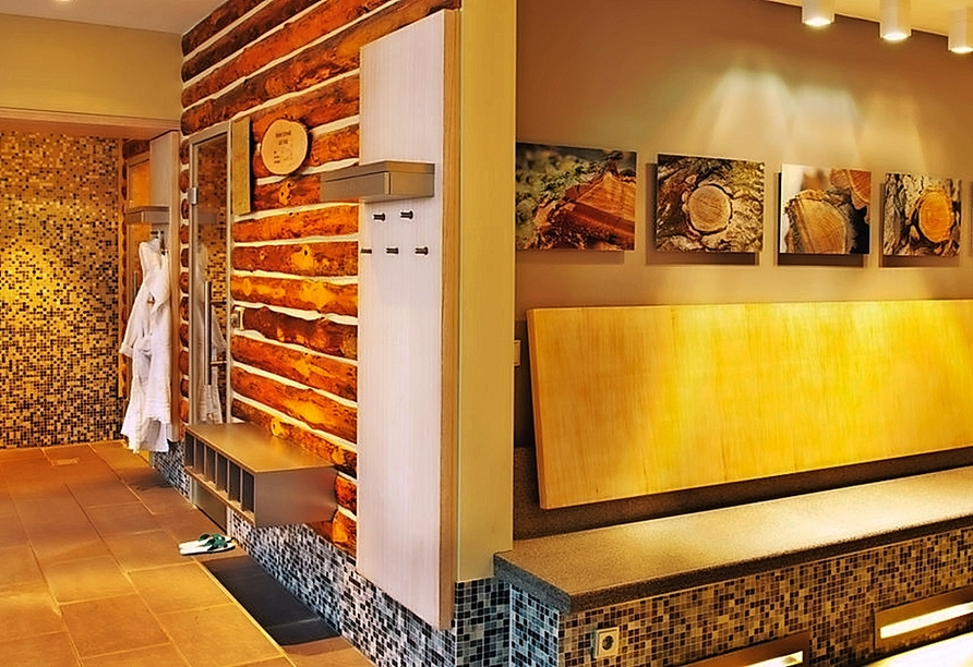 Der Saunabereich im Göbel's Vital Hotel ist modern gestaltet.