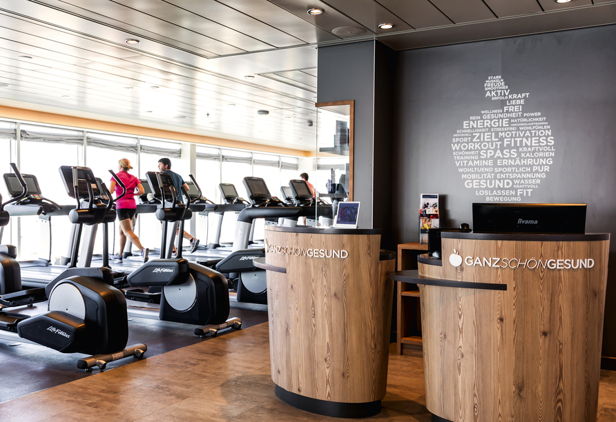 Sportlich aktiv können Sie im Fitnesscenter werden.
