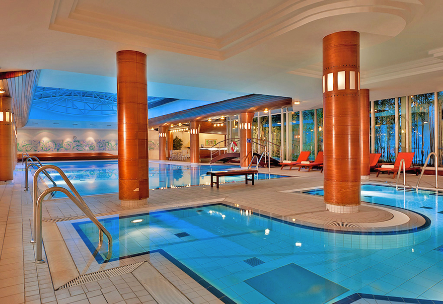 Der großzügige Wellnessbereich des Radisson Blu Park Hotels & Conference Centre lädt zum Wohlfühlen ein.