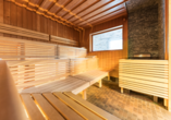 Entspannen Sie in der wärmenden Sauna.