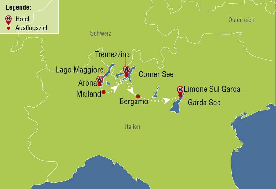 Autorundreise Zum Lago Maggiore Comer See Gardasee