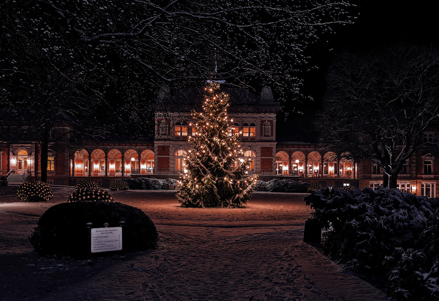 Weihnachtsbaum und Beleuchtung am Königlichen Kurhaus