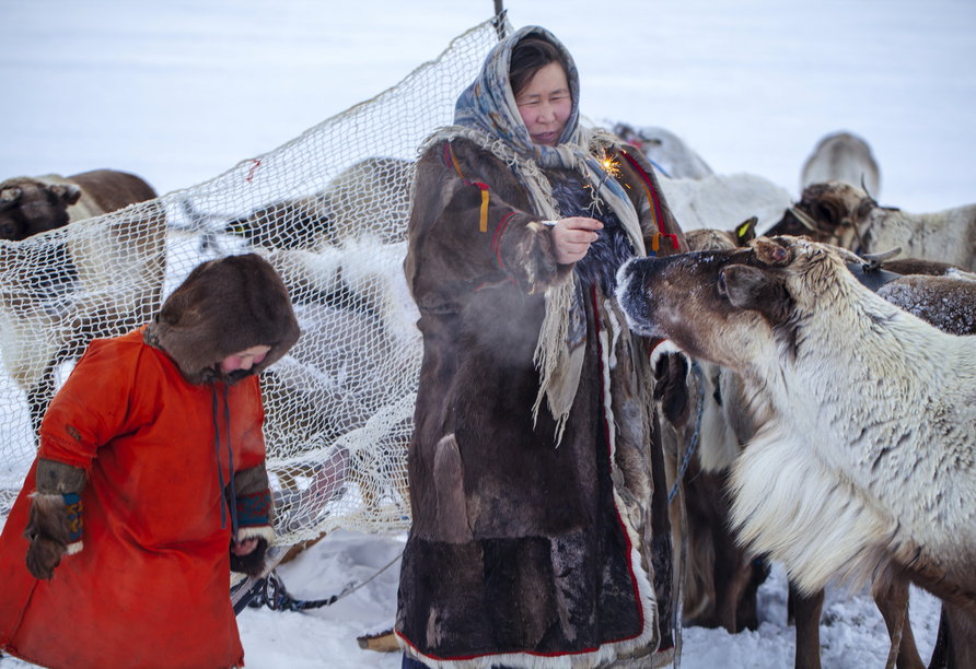 In der Region Lappland in Schweden und Finnland führen die Sámi ein tradiditionelles Leben.