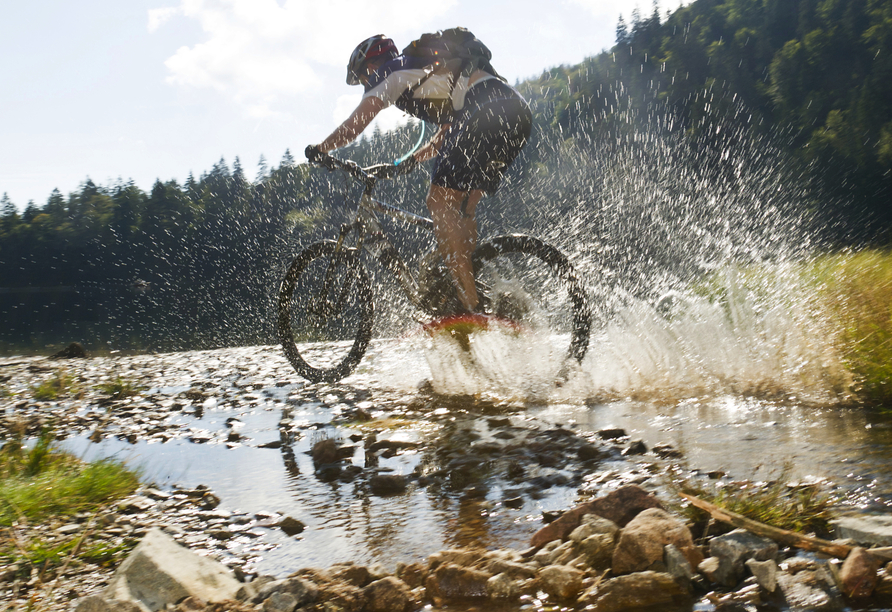 Sportbegeisterte können mit dem Mountainbike die abwechslungsreiche Landschaft erleben.