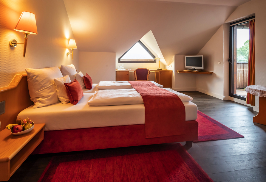 Beispiel eines Doppelzimmers Komfort im Haupthaus des Panorama Hotels Heimbuchenthal