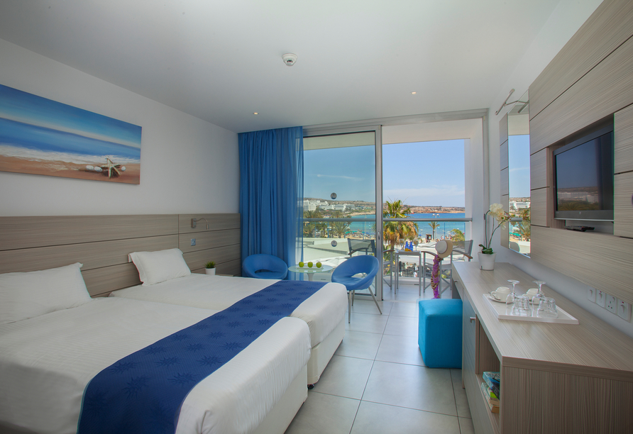 Hotel Limanaki Beach, Beispiel eines Doppelzimmers Superior Pool- und Meerblick