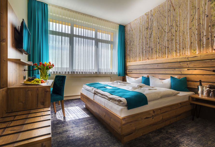 Beispiel eines Doppelzimmers des Panorama Ferien Hotels Harz.