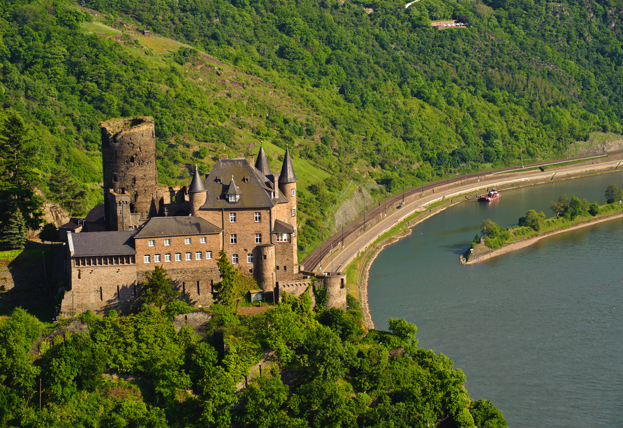 Rheinsteig, Sternwanderreise, Hotel Restaurant Colonius, St. Goarshausen,Burg Katz