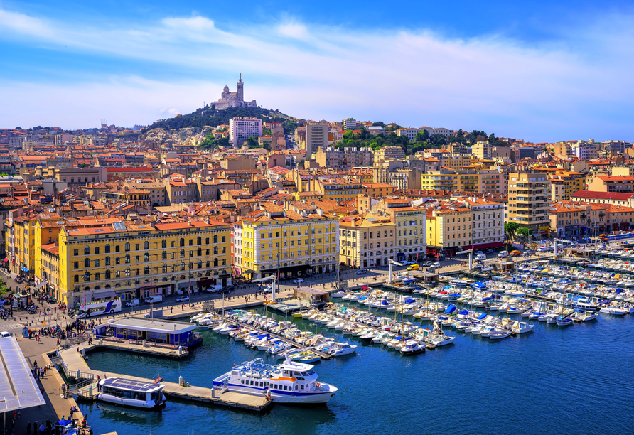 Die vielseitige Hafenstadt Marseille erwartet Sie an der Südküste Frankreichs.