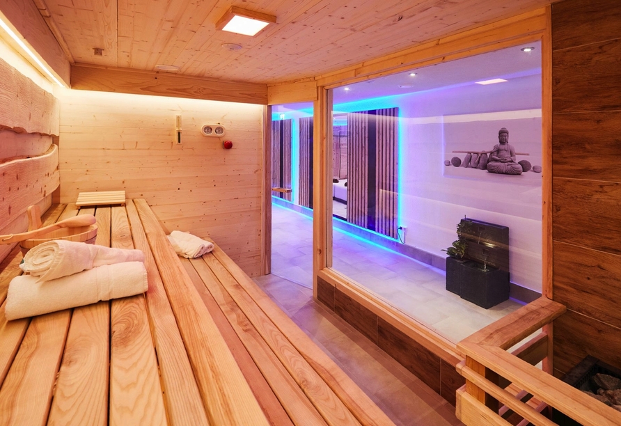 Genießen Sie die wohltuende Wärme der Sauna im Hotel Rupertihof!