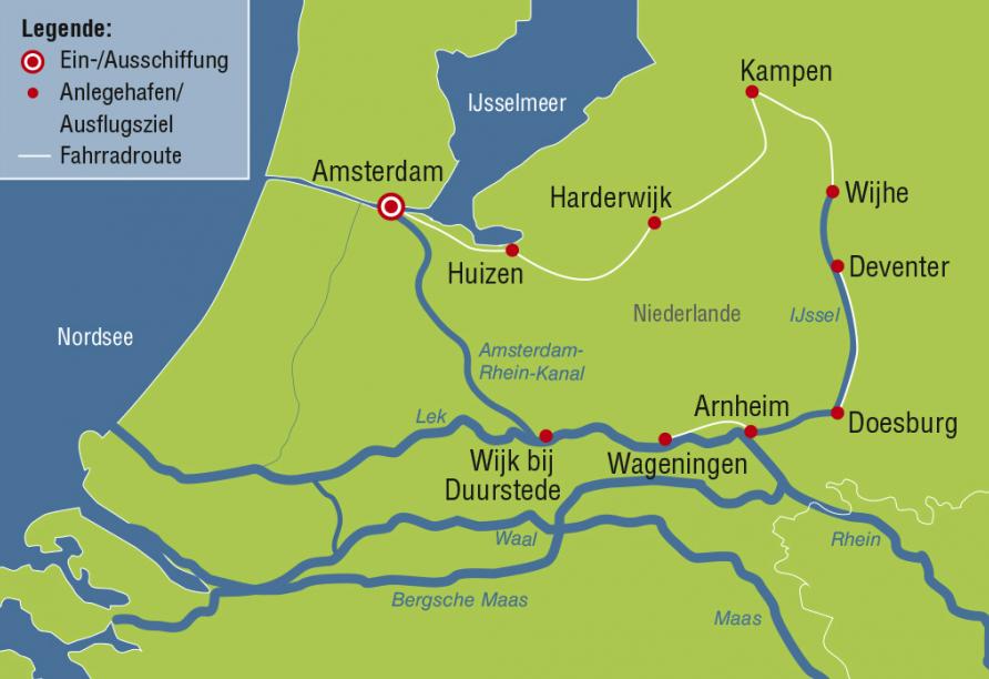 De Holland, Reiseroute