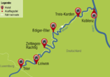 7-tägige Radreise entlang der Mosel, Reisezielkarte