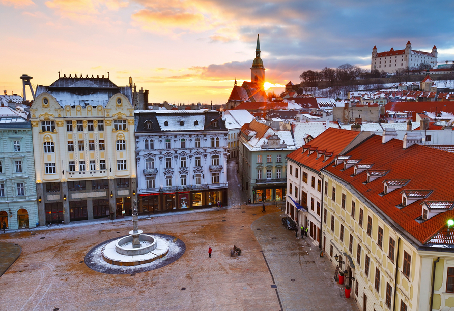 Im winterlichen Bratislava begrüßen Sie das neue Jahr.