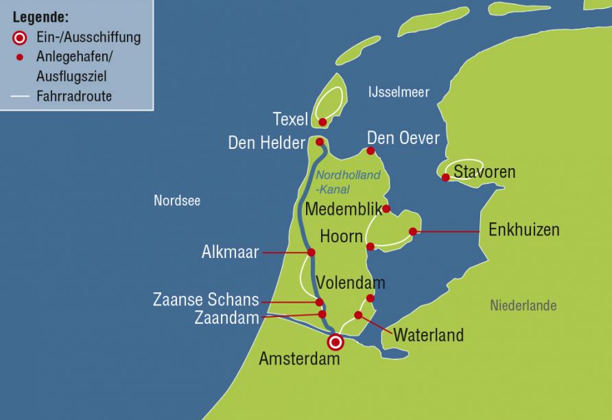 De Willemstad, Reiseroute