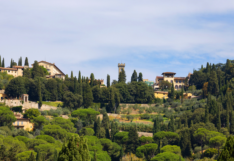 Vom Hotel aus blicken Sie in die Hügel der Toskana.