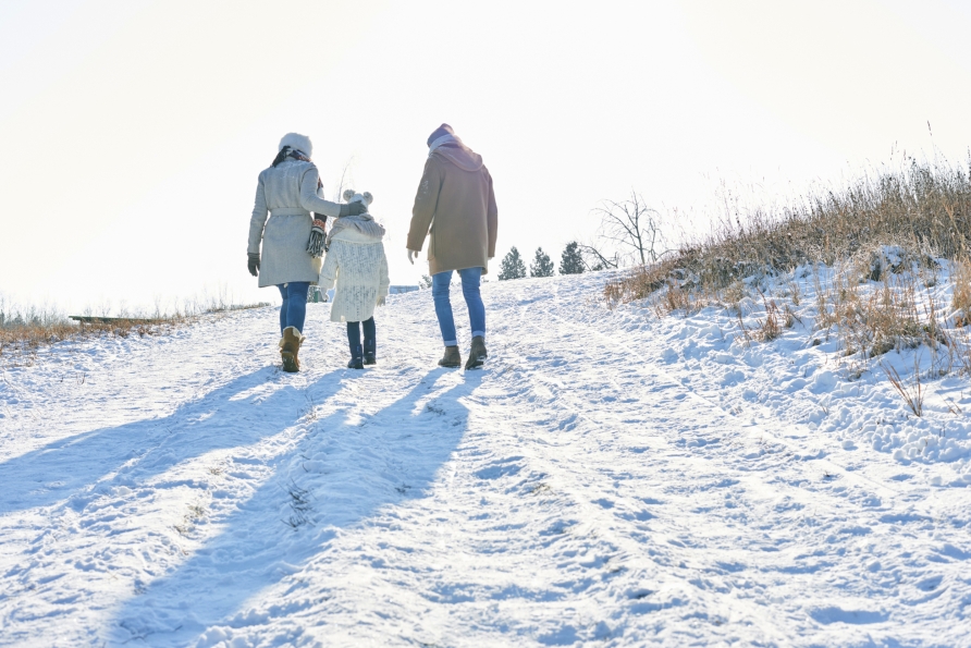 Schmieden Sie Pläne für das Neue Jahr bei einem Spaziergang durch die wunderschöne Winterlandschaft. 